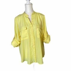 HARVE BENARD sunlight shirt Buttonsdown shirt sz XL rollover sleeve blouse